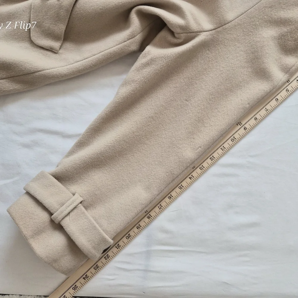 ​Talbots Petites 100% Wool Double Breasted Pea Coat Beige Tan Size 14P - Picture 8 of 10